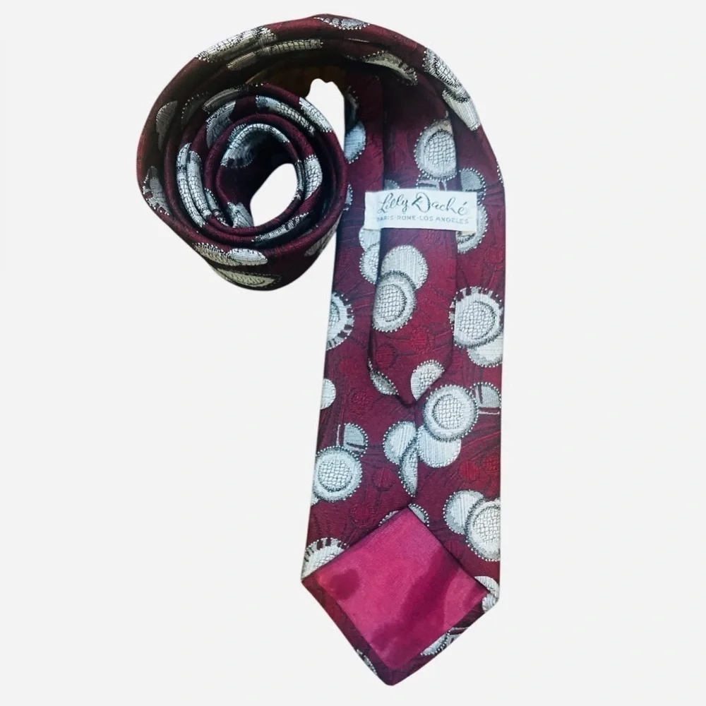 Sophisticated Burgundy and Silver Mod polkadot Tie